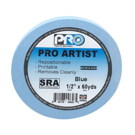Pro Tape Blue Pro Artist Tape, 1/2&#x22; x 60yd.